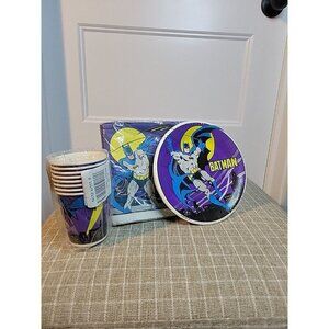 Rare Vintage 1989 BATMAN DC Comics Birthday Plates Sealed FULL SET! Cups & Napki